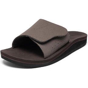 Men's Wide Slide Ergonomic Sandals Fully Adjustable Strap & Comfort Fit Orthotic Arch Support Athletic Sandals with Soft Cushion Footbed