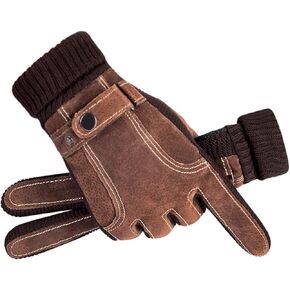 Mens' Leather Winter Hermal Warm Lined Touchscreen Gloves Suitability for Cold Weather Driving Motorcycle Leather Glove Gifts