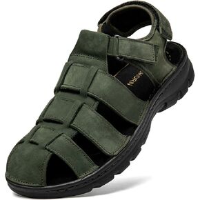 Mens Fisherman Leather Closed Toe Sandals Walking Dress Casual Sandalias Whith Memory Foam Summer Outdoor Athletic Adjustable Comfortable