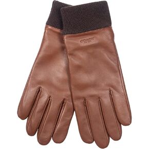 Coach LEATHER KNIT CUFF TECH GLOVE