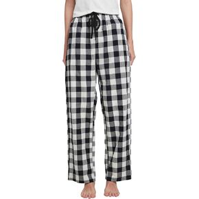 HiddenValor Women Lightweight Woven Cotton Plaid Pajama Lounge Pants With Pockets