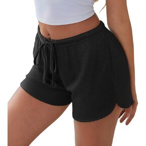 Ekouaer Womens Waffle Knit Pajama Shorts Soft Drawstring Lounge bottoms Casual Workout Shorts with Pockets