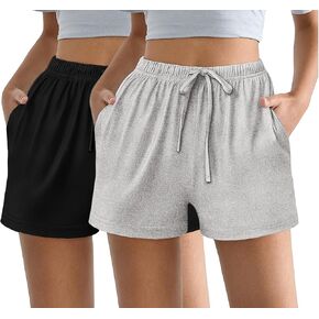 Ekouaer Womens 2 Pack Pajama Shorts Comfy Lounge Bottom Y2K Sleep Print Print Printing مع جيوب PJ قيعان S-XXL