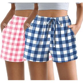 Ekouaer Womens 2 Pack Pajama Shorts Comfy Lounge Bottom Y2k Printed Sleep Short with Pockets Pj Bottoms S-XXL in Kuwait