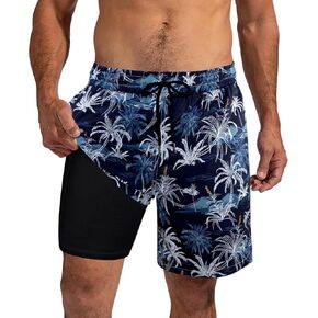 Xiaomosha رجال السباحة جذوع السباحة مع بطانة الضغط 7 "شورت سريع للوحة الجفاف بدلة السباحة مع جيوب السباحة ملابس السباحة S-2XL in Kuwait