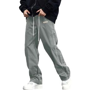 ZAFUL Men's Baggy Track Pants Y2K Streetwear Pants Drawstring Letter Pockets Casual Lounge Trousers