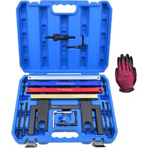 Master Engine توقيت توقيت فانوس محاذاة عمود الحد من محاذاة مجموعة أدوات قفل ، متوافقة مع محركات BMW 2.5 3.0 N51 N53 N54 N55 S55 ، بما في ذلك BMW 3 Series 328i ، أداة محاذاة العجلة المرفقية