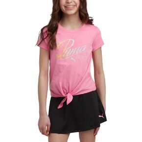 PUMA Girls Active Skirt Set- 2 Piece Active Skort and Short Sleeve Athletic T-Shirt - Sporty Girls Summer Outfits Set (7-14)