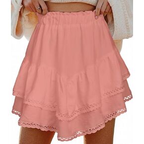 شورتات Ammiko Flowy for Women Summer Shuffle Skirt Tiered Skirt Crochet Boho Skorts High Weist Mini Tennis Golf Tennis
