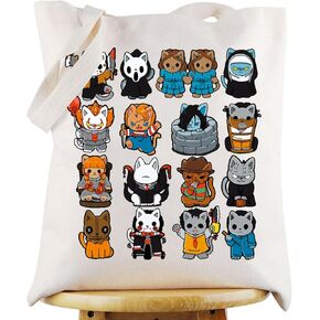 WZMPA Cat Killer Doll & Horror Clown Tote Bag Freddy Killer & Michael Myers Shoulder Bag Horror Movie Merchandise