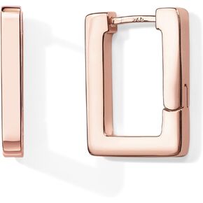 PAVOI 14K Gold Plated 925 Sterling Silver Post Square Hoop Earrings | Geometric Rectangle Gold Hoop Earrings for Women