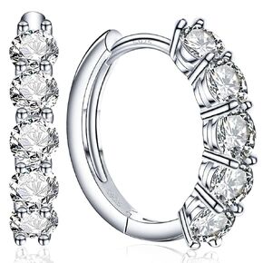 Moissanite Small Hoop Earrings for Women D Color VVS1,18K White Gold Plated Sterling Silver Huggie Earrings,Hypoallergenic Wedding Earrings Jewelry for Gifts