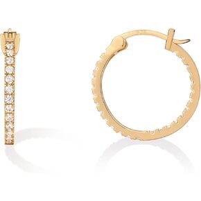 PAVOI 14K Gold Plated 925 Sterling Silver Post Cubic Zirconia Hoop Earrings 30/15mm
