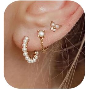 Gold Earrings for Women, 14K Gold Plated Cute Cross Butterfly Star Earring Stacks Dainty Huggie Earrings for Women Trendy Small Gold Hoop Earrings Non Tarnish Womens Jewelry in Kuwait