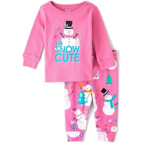 The Children's Place Baby Girl's and Toddler Long Sleeve Top and Pants Snug Fit 100% Cotton 2 Piece Pajama Set