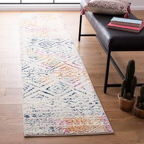 Safavieh Tulum Collection Runner Rug - 2 'X 9' ، Ivory & Fuchsia ، تصميم بوهو المغربي ، غير محدد ، رعاية سهلة ، مثالية للمناطق ذات الزيارات العالية في غرفة المعيشة ، غرفة نوم (Tul267e)