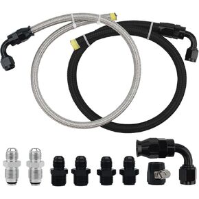 AN6 Power Steering Hose Kit Compatible with LS Swapped Chevy C10 GM Type II Power Steering Pump to the Power Steering Box