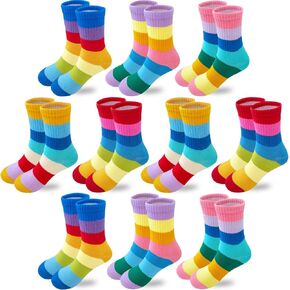 Bemeol Girls Socks Athletic Crew Socks Sports Soft Breathable Casual School Sock for Little Big Kids