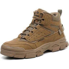 Work Boots for Men Safety Steel Toe Boots，Comfortable Industrial & Construction Shoes Puncture Proof Non Slip Mens Work Boots