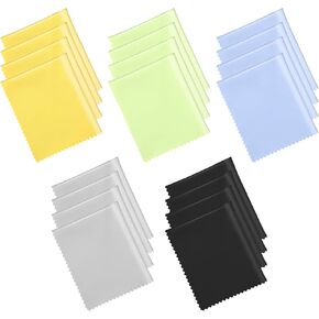 20 Pcs Multicolor Eyeglass Cleaning Clothes Microfiber Cleaning Cloths Lens Wipes Cloth for Electronics Safe Effective Cleans Lenses Glasses Screens Cameras Eyeglasses Cell Phone LCD TV Screens