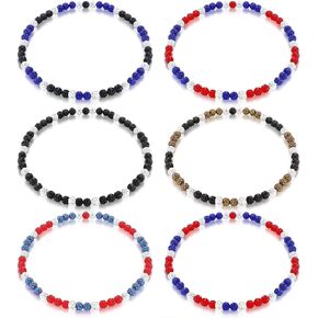 Kigeli 6 Pcs Baseball Beaded Necklace for Men Women 18 in Glitter Rhinestone Clay Beaded Necklace Bling Collection Gifts for Baseball Team Lovers