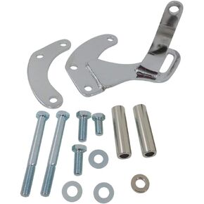 Company Power Steering Pump Bracket, Driver Side, Block Mount, Steel, Chrome, Short Water Pump, Small Block Chevy, Kit