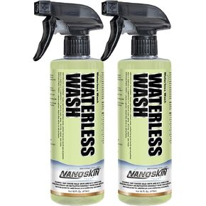 Nanoskin Waterless Wash & Shine 32 Oz. (2x16Oz) - Advanced Rinseless Cleaning Spray with Gloss Enhancer and Amplifier | For Paint, Glass, Chrome, Plastic, Metal, Countertops, Desks, Machinery and More