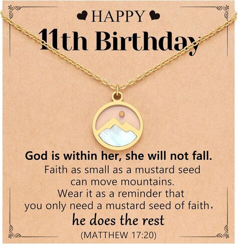 Happy 11th 13th 14th 16th Birthday Gifts Gold Moving Mountains Mustard Seed Necklace for Women Girls in Kuwait