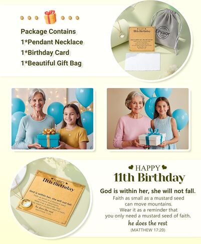 Happy 11th 13th 14th 16th Birthday Gifts Gold Moving Mountains Mustard Seed Necklace for Women Girls in Kuwait