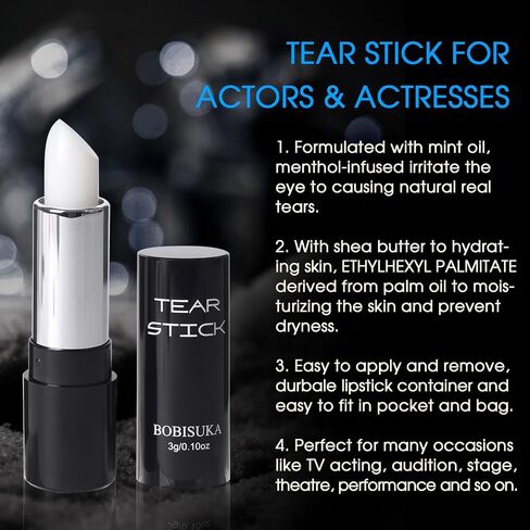 BOBISUKA Tear Stick with Natural Menthol For Actors & Actresses, Professional Cry Stick with Real Tear On Cue Ideal for SFX Makeup, Film, Theatre, TV Acting, Performance and Stage in Saudi Arabia