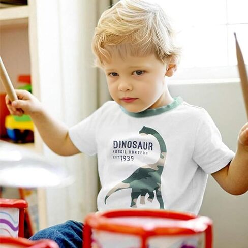 Boys Dinosaur Shirt 3 Pack Kids Short Sleeve T-Shirts Toddler Boy Tops Tee Size 2-8 Years in Kuwait