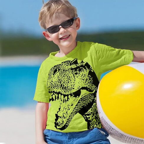 Boys Dinosaur Shirt 3 Pack Kids Short Sleeve T-Shirts Toddler Boy Tops Tee Size 2-8 Years in Kuwait