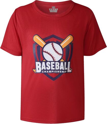 Boys' Sports Short Sleeve Crew Neck T-Shirts Kids Ball Print Tops Age for 4-14 Years 5-Pack in Saudi Arabia