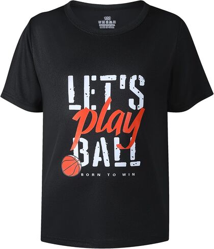 Boys' Sports Short Sleeve Crew Neck T-Shirts Kids Ball Print Tops Age for 4-14 Years 5-Pack in Saudi Arabia