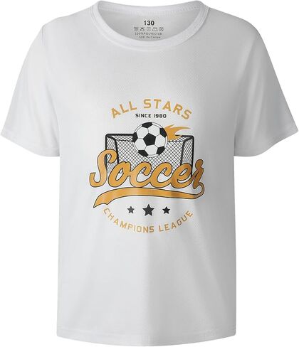 Boys' Sports Short Sleeve Crew Neck T-Shirts Kids Ball Print Tops Age for 4-14 Years 5-Pack in Saudi Arabia