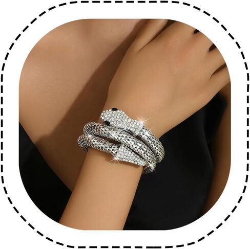 Snake Gold Bracelet for Women Bendable Snake bangle Medusa Rhinestone Hand Jewelry in Saudi Arabia