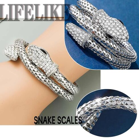 Snake Gold Bracelet for Women Bendable Snake bangle Medusa Rhinestone Hand Jewelry in Saudi Arabia