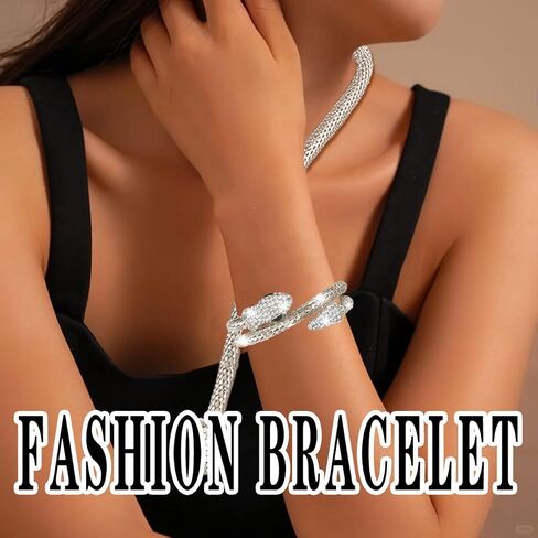 Snake Gold Bracelet for Women Bendable Snake bangle Medusa Rhinestone Hand Jewelry in Saudi Arabia