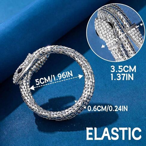 Snake Gold Bracelet for Women Bendable Snake bangle Medusa Rhinestone Hand Jewelry in Saudi Arabia
