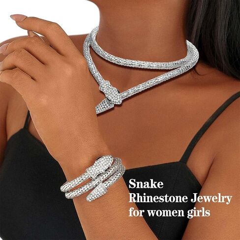 Snake Gold Bracelet for Women Bendable Snake bangle Medusa Rhinestone Hand Jewelry in Saudi Arabia