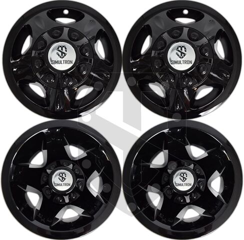 17BLK-G08-3500-BO 17" Glossy Black ABS Wheel Simulators for 2008-2010 GMC/Chevrolet 3500HD Dually (Full Simulator Set w/Silver Logos) in Saudi Arabia