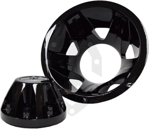 17BLK-G08-3500-BO 17" Glossy Black ABS Wheel Simulators for 2008-2010 GMC/Chevrolet 3500HD Dually (Full Simulator Set w/Silver Logos) in Saudi Arabia