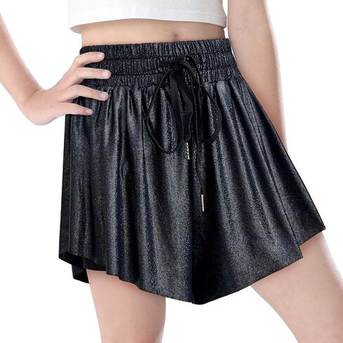 Girls Butterfly Shorts Sparkle Flowy Athletic Shorts for Girls Gym Skorts 2-in-1 Skirt for Kids Preppy Clothes in Kuwait