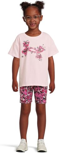 Under Armour Girls Girls Short Sleeve Shirt and Shorts Set, Durable Stretch and Lightweight in Saudi Arabia