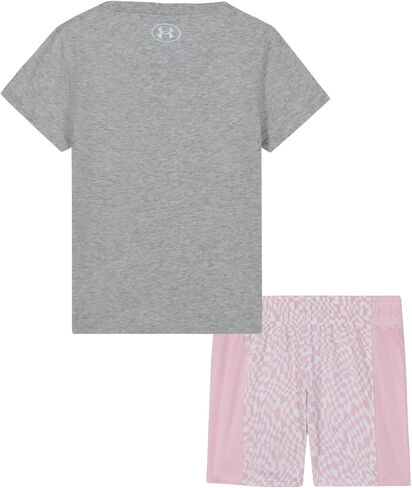 Under Armour Girls Girls Short Sleeve Shirt and Shorts Set, Durable Stretch and Lightweight in Saudi Arabia