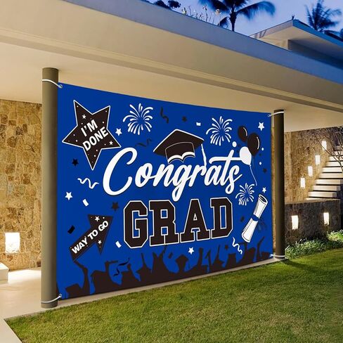 خلفية التخرج 2024، لافتة التخرج باللونين الأسود والذهبي، خلفية لافتة تهنئة التخرج لزينة التخرج فئة 2024، ديكورات حفلات التخرج لحفلة التخرج في المدرسة الجامعية 71 × 43 بوصة in Kuwait