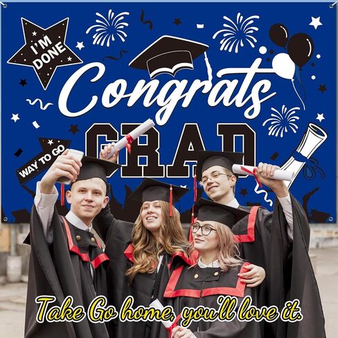 خلفية التخرج 2024، لافتة التخرج باللونين الأسود والذهبي، خلفية لافتة تهنئة التخرج لزينة التخرج فئة 2024، ديكورات حفلات التخرج لحفلة التخرج في المدرسة الجامعية 71 × 43 بوصة in Kuwait