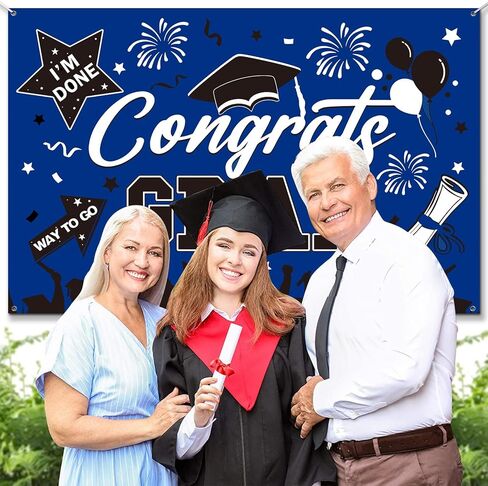 خلفية التخرج 2024، لافتة التخرج باللونين الأسود والذهبي، خلفية لافتة تهنئة التخرج لزينة التخرج فئة 2024، ديكورات حفلات التخرج لحفلة التخرج في المدرسة الجامعية 71 × 43 بوصة in Kuwait