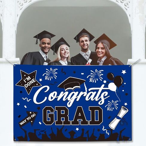 خلفية التخرج 2024، لافتة التخرج باللونين الأسود والذهبي، خلفية لافتة تهنئة التخرج لزينة التخرج فئة 2024، ديكورات حفلات التخرج لحفلة التخرج في المدرسة الجامعية 71 × 43 بوصة in Kuwait