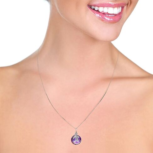 Galaxy Gold GG 5.32 ct 14k Solid White Rose Yellow Gold Necklace Checkerboard Cut Purple Amethyst Diamond 3211 in Saudi Arabia